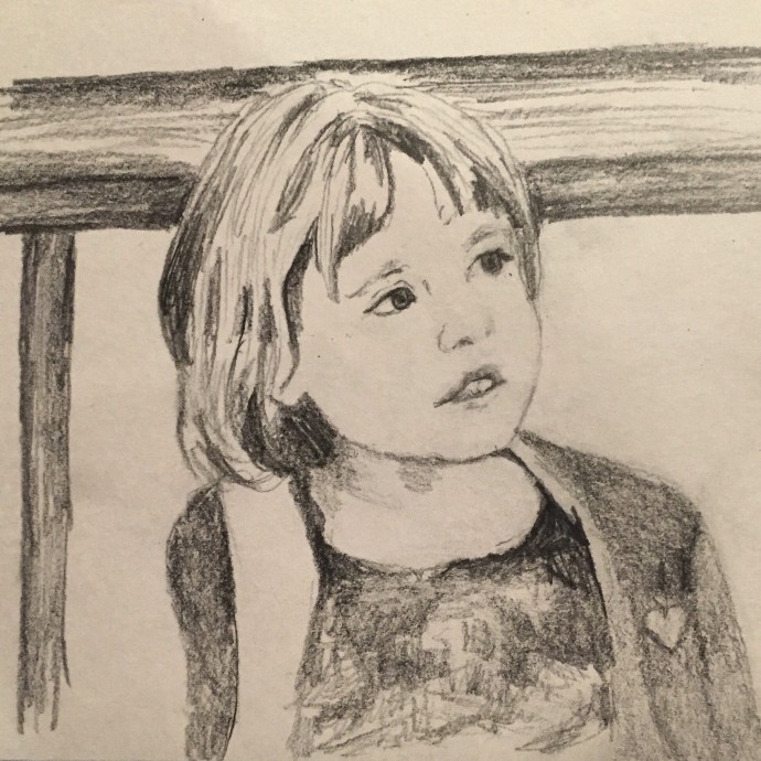 "D at Lincoln Park", 3"x4", Graphite on Paper, 2015.