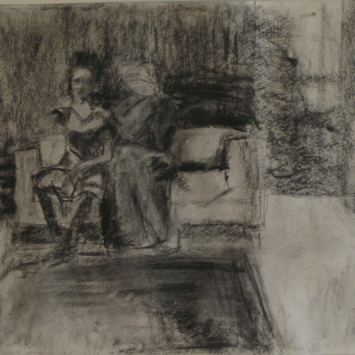 "Travelling shoes" drawings, 18"x24", Charcoal on paper, 2008.